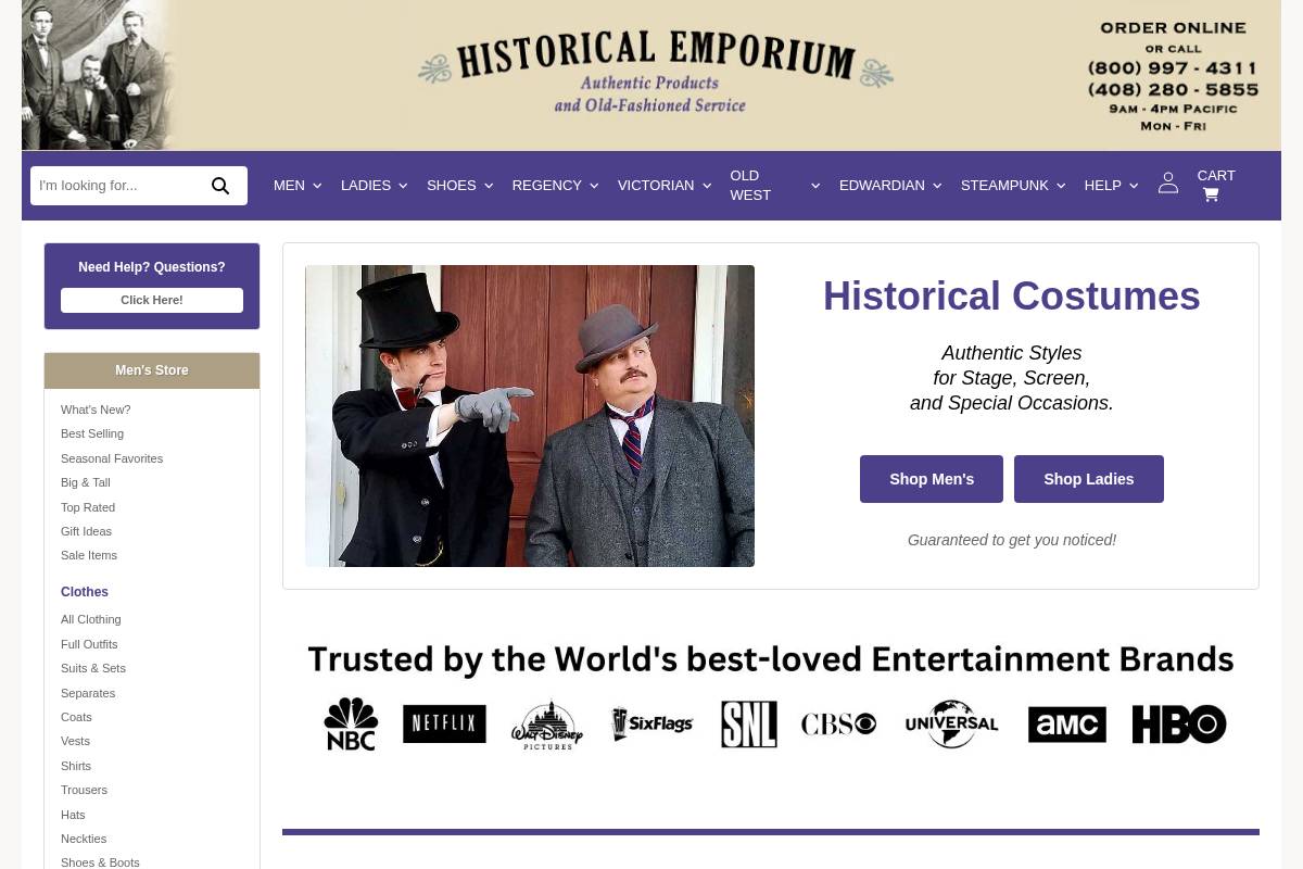 Historical Emporium homepage screenshot
