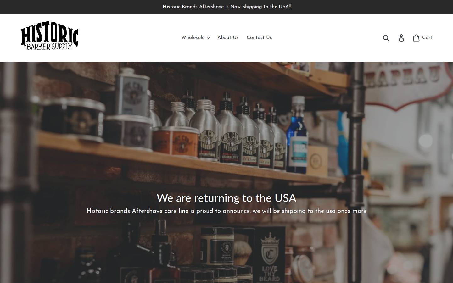 historicbarbersupply.com homepage screenshot