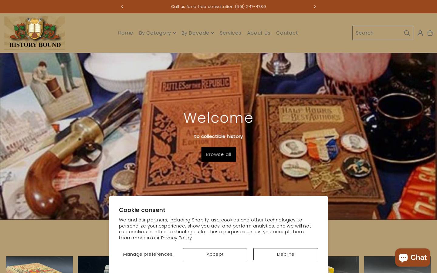 historybound.com homepage screenshot