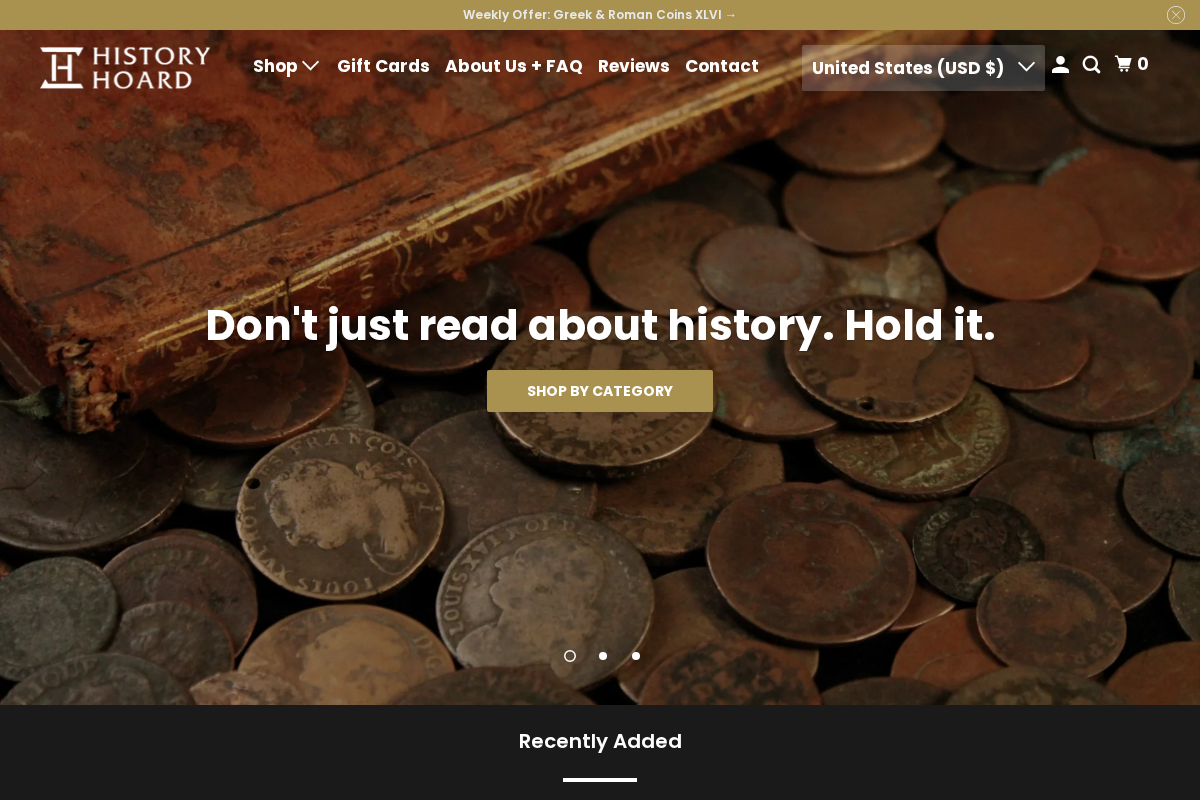 History Hoard homepage screenshot
