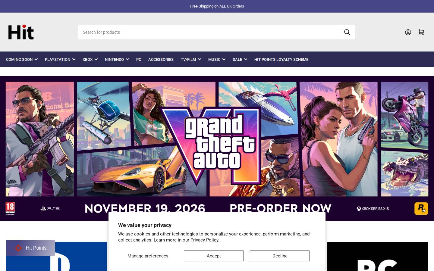 Hit homepage screenshot