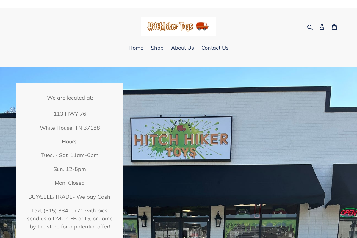 Hitchhiker Toys homepage screenshot