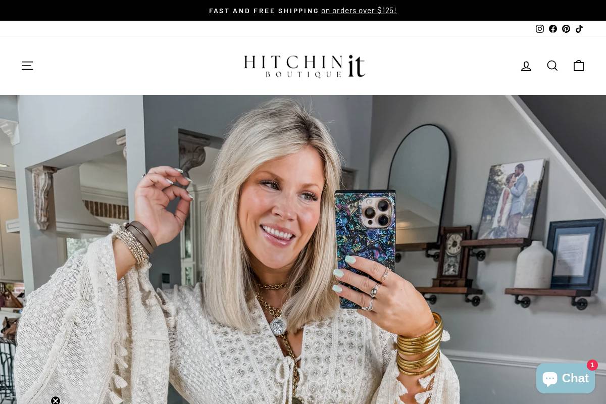 hitchinitboutique.com homepage screenshot