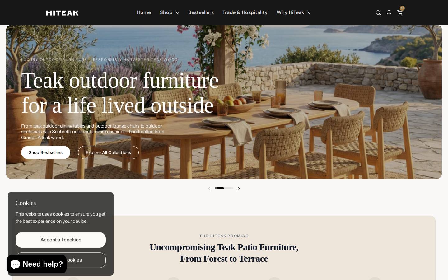 hiteakfurniture.com homepage screenshot