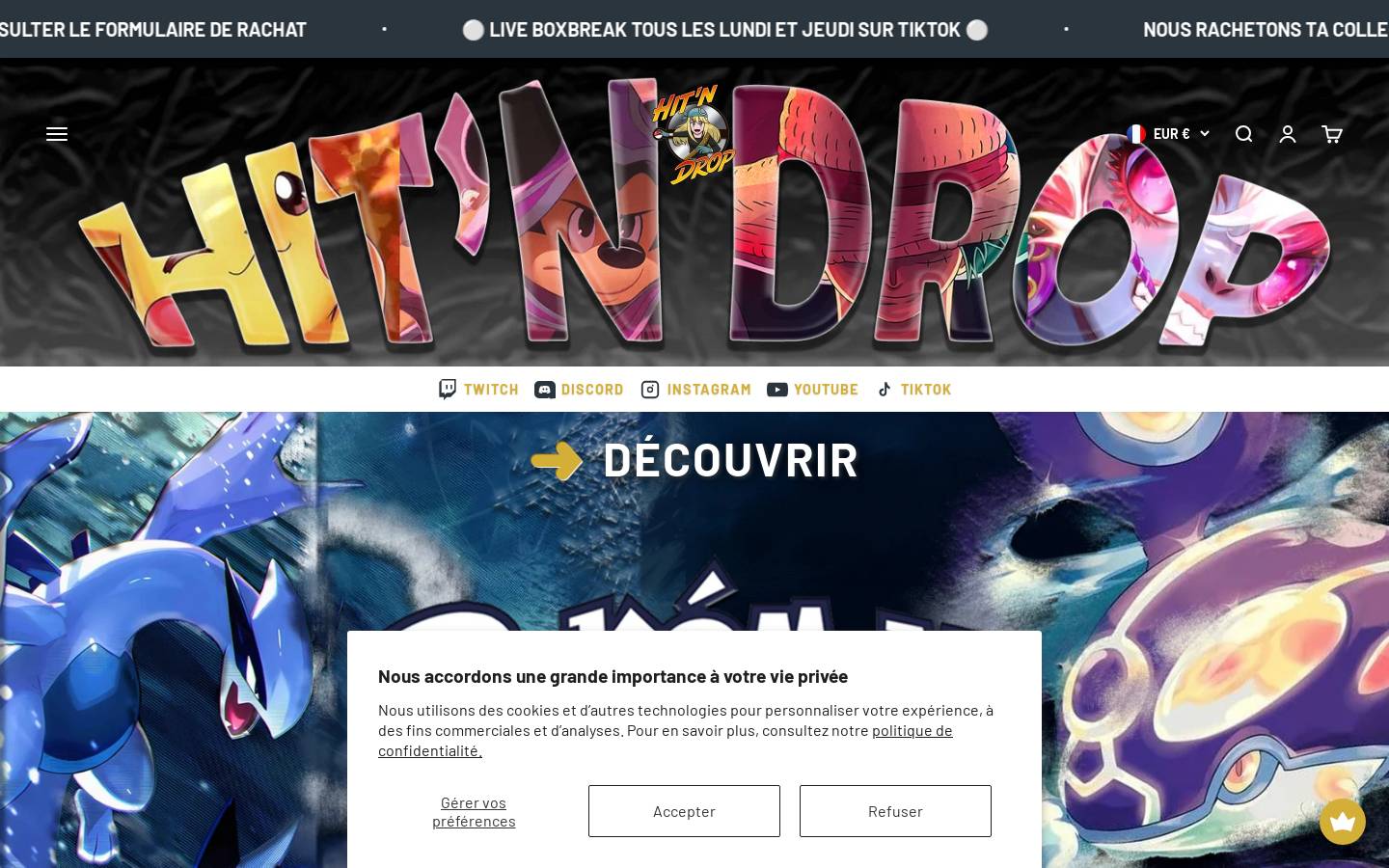 Hit'N Drop homepage screenshot