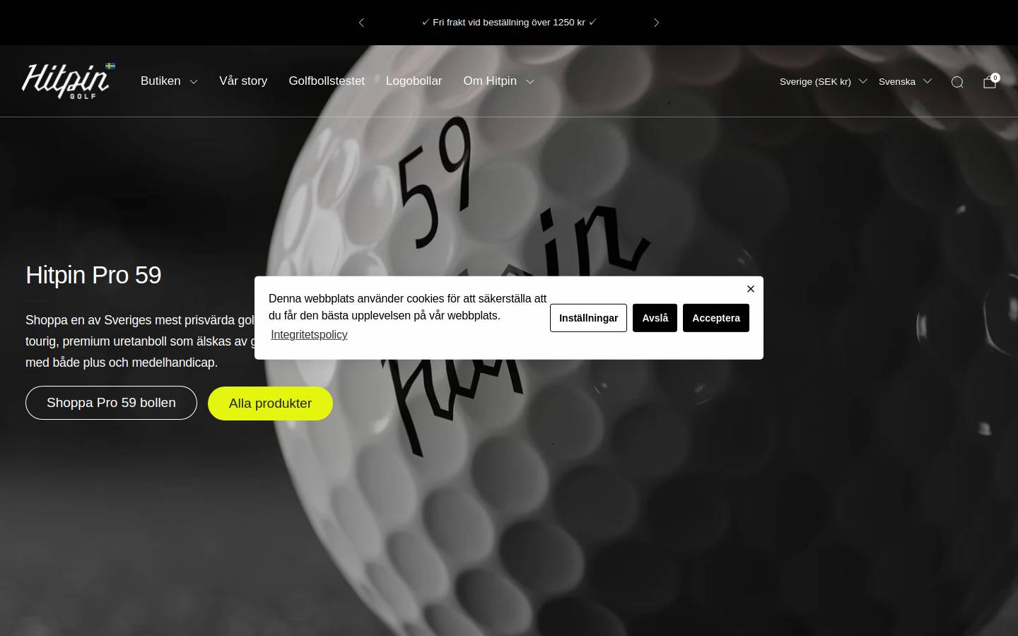 Hitpin Golf homepage screenshot