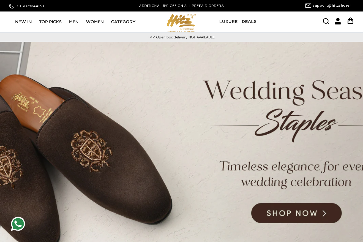 Hitz Shoes Online homepage screenshot