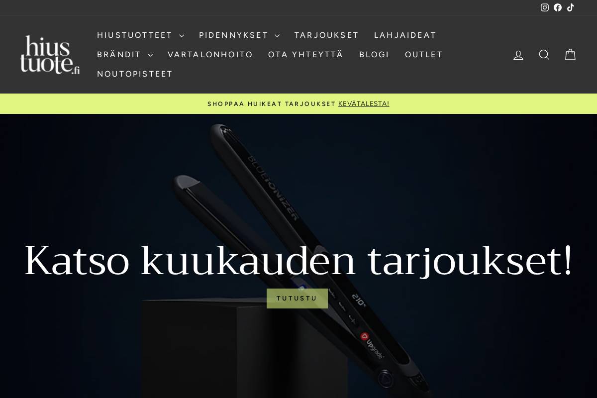 hiustuote.fi homepage screenshot