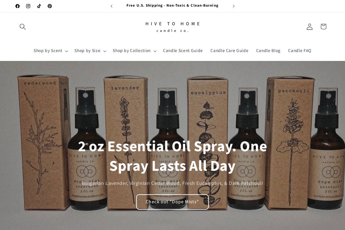 hivetohomecandleco.com homepage screenshot