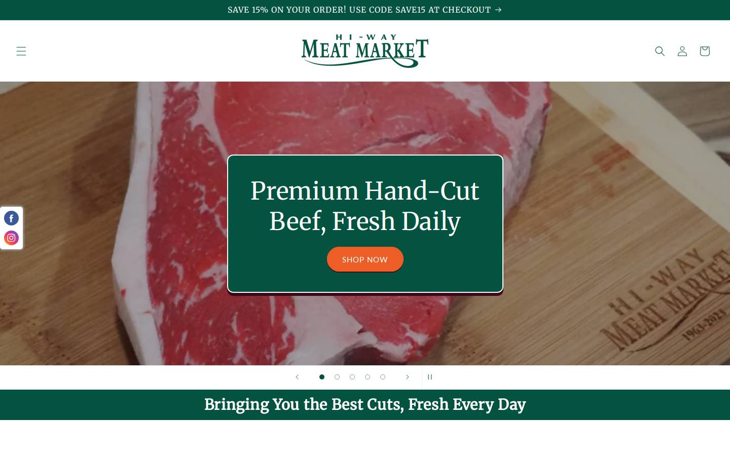hiwaymeats.com homepage screenshot