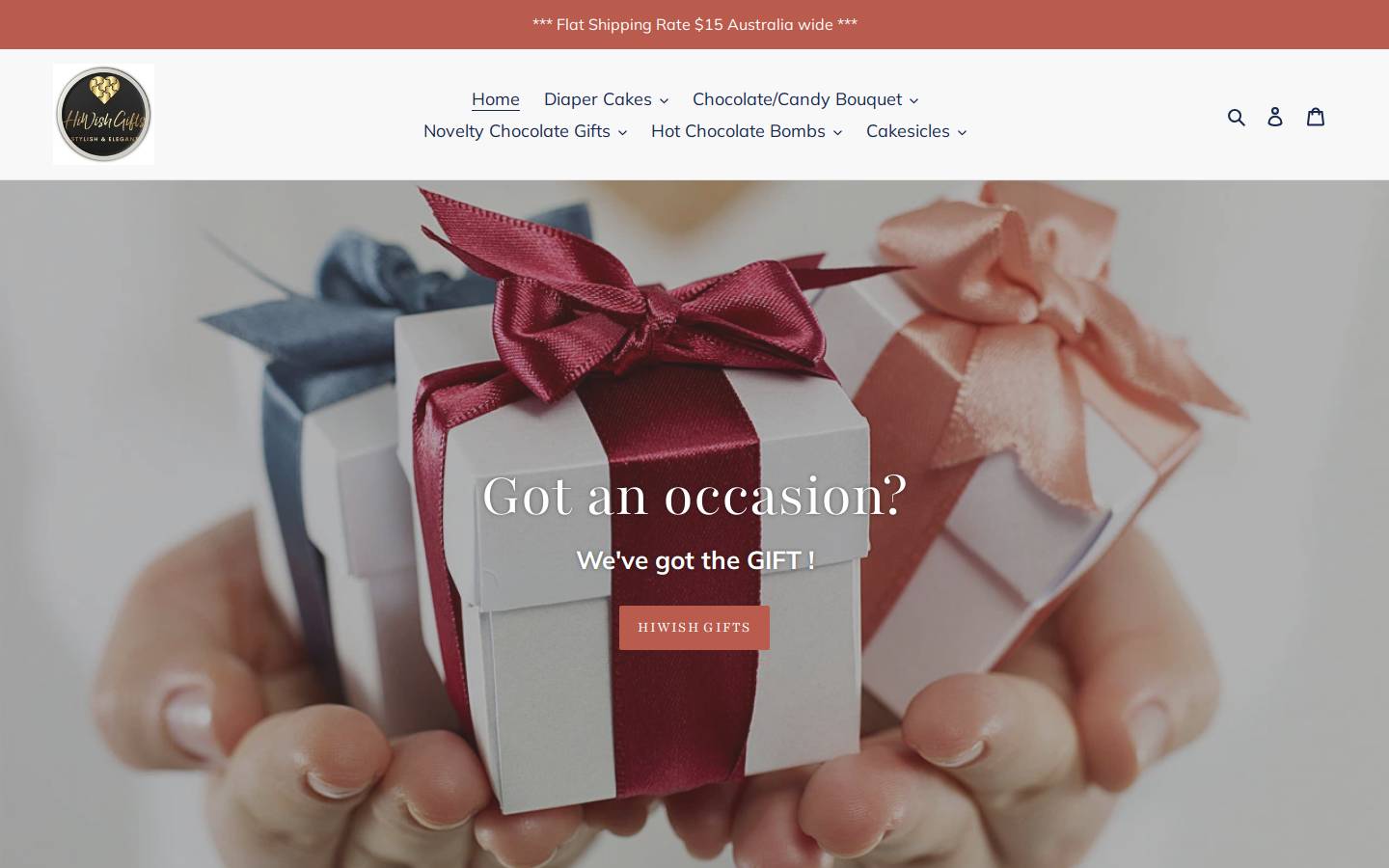 hiwishgifts.com homepage screenshot