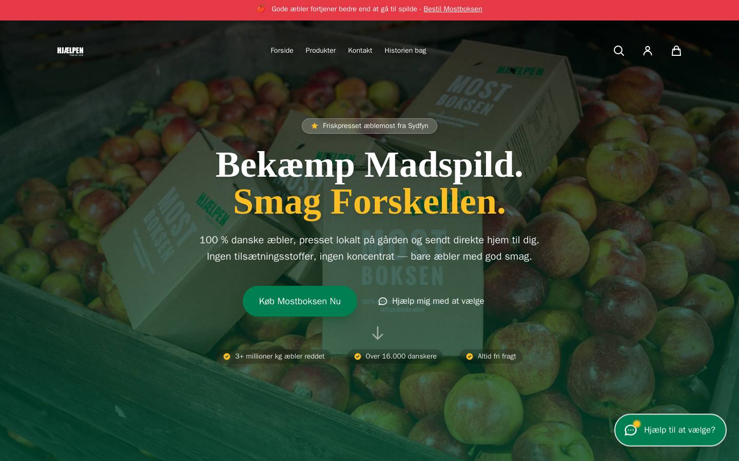 Hjaelpen homepage screenshot