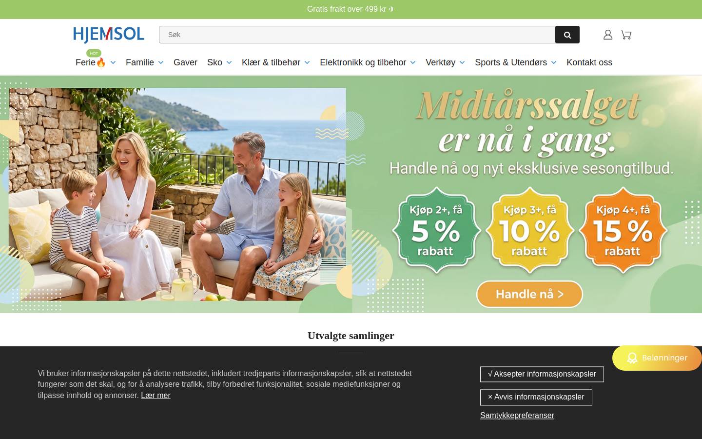 Hjemsol homepage screenshot