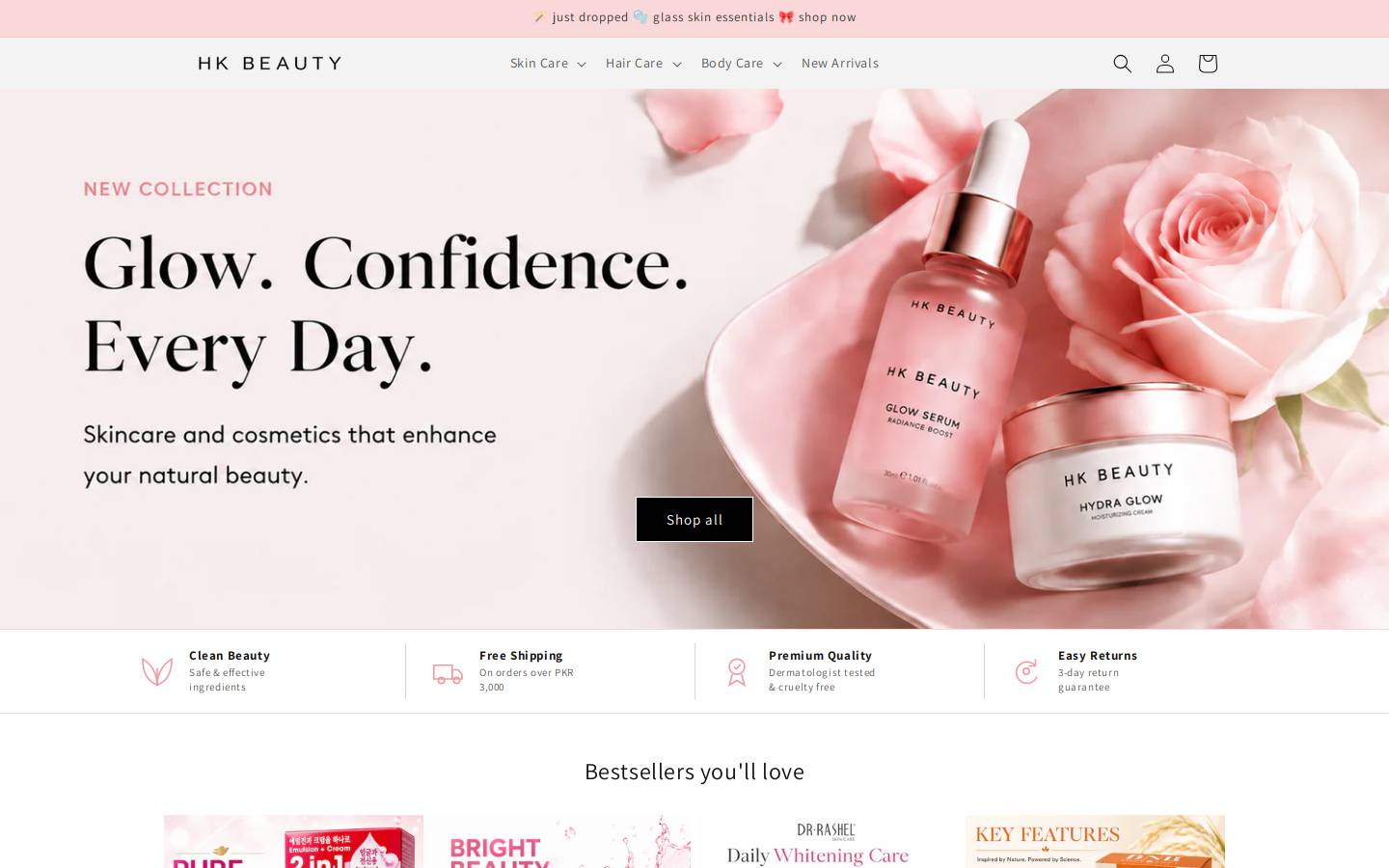 hkbeauty.shop homepage screenshot