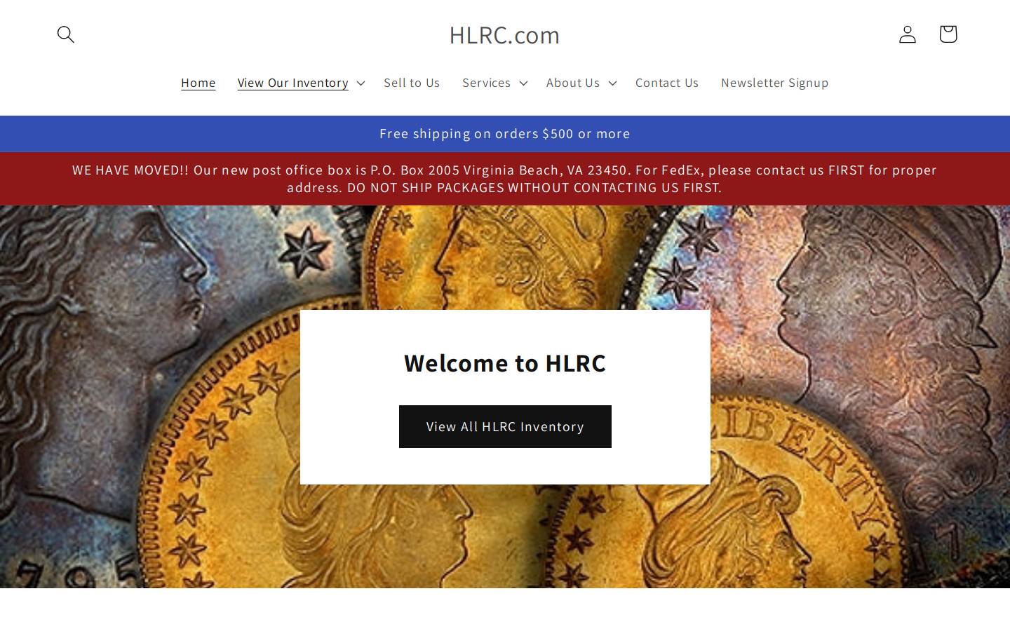 hlrccoinshop.com homepage screenshot