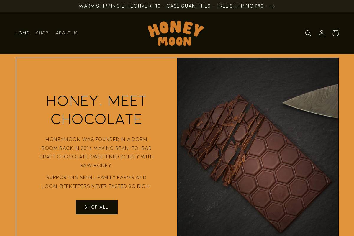 hmchocolates.com homepage screenshot