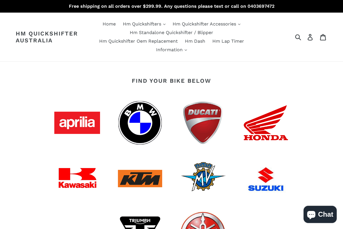 Hm Quickshifter Australia homepage screenshot