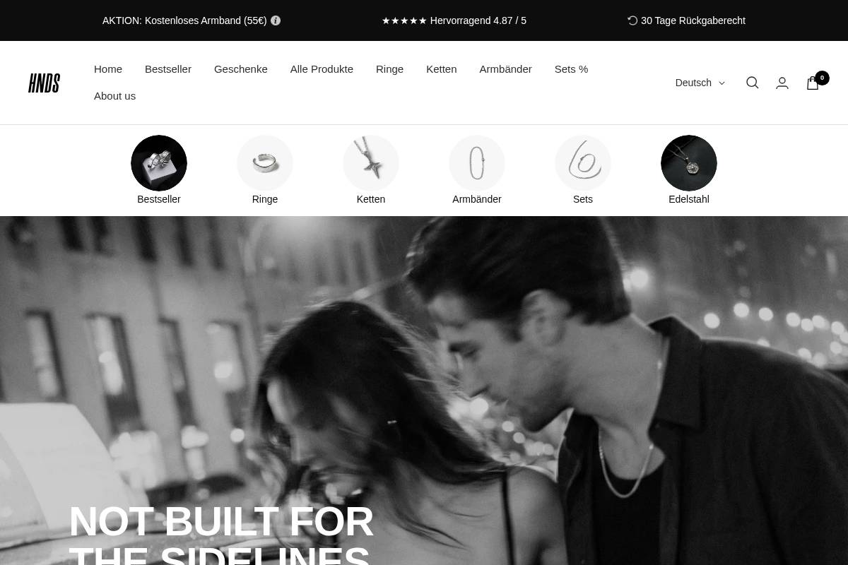 HNDS Jewelry homepage screenshot