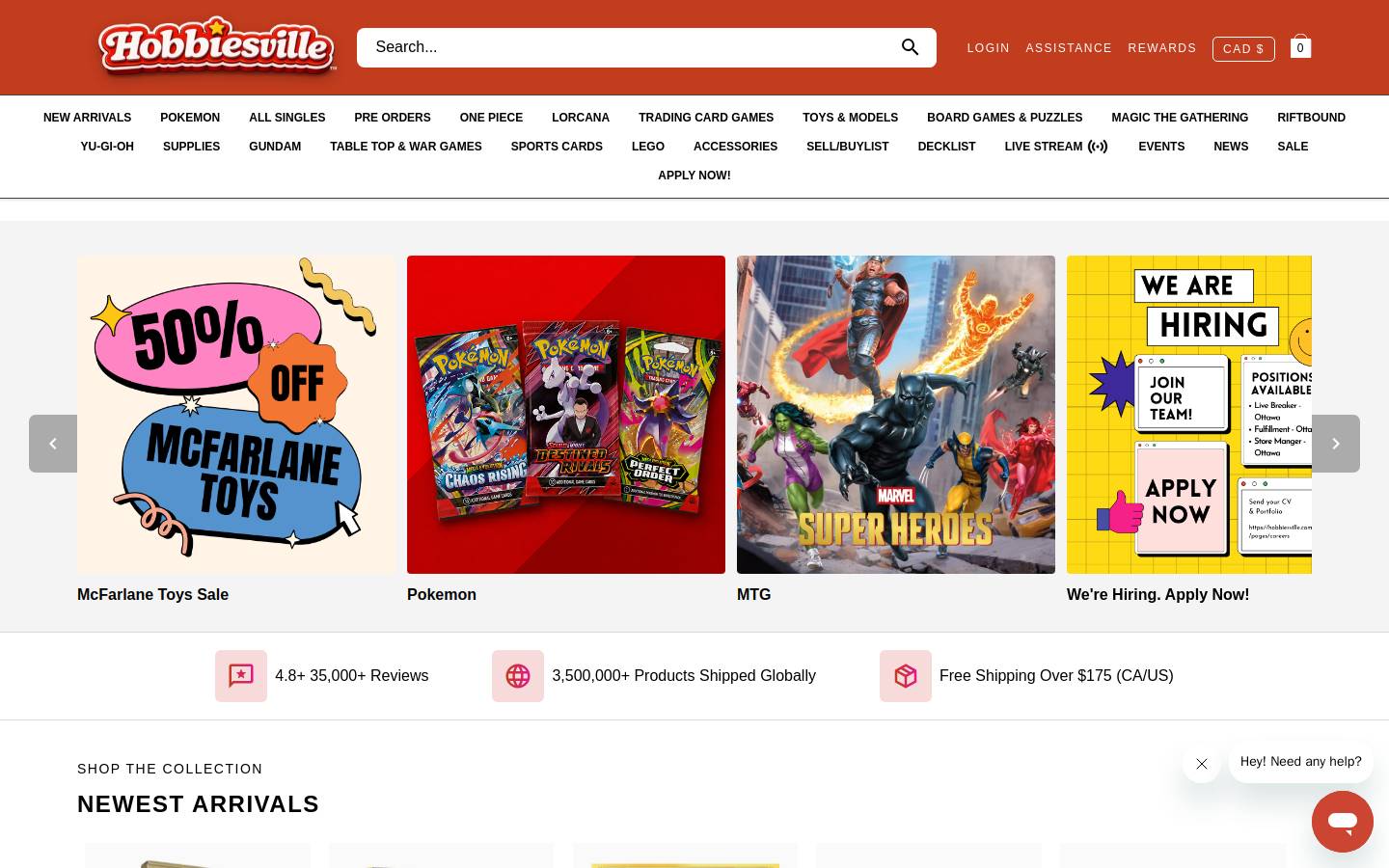 Hobbiesville homepage screenshot