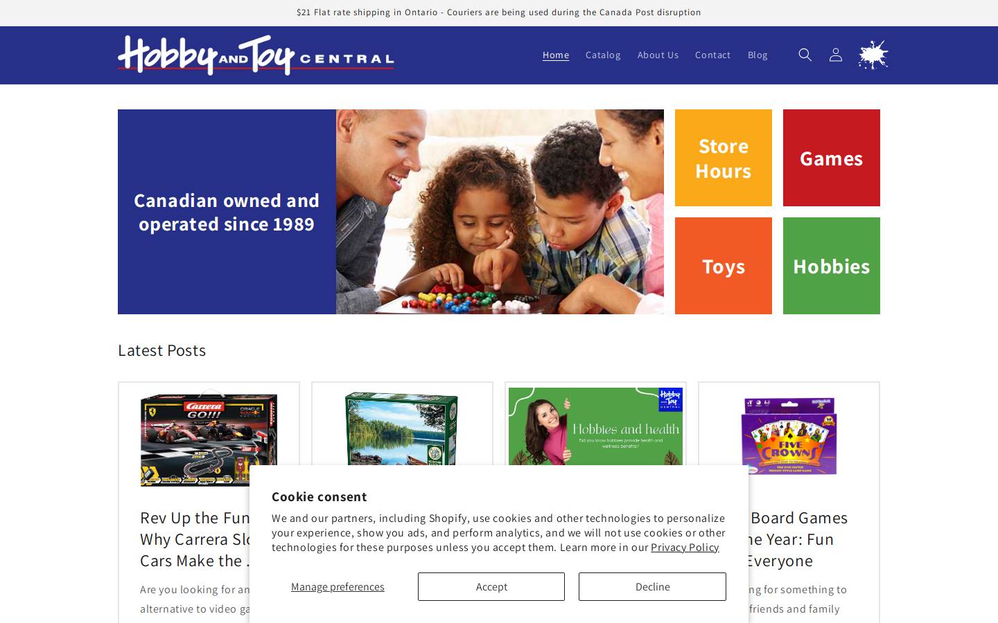 hobbyandtoycentral.com homepage screenshot