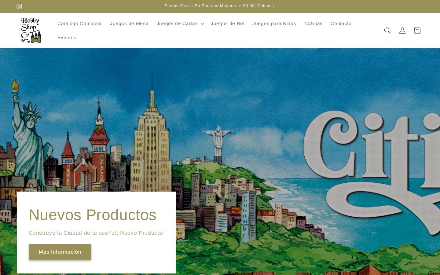 hobbyshopcr.com homepage screenshot