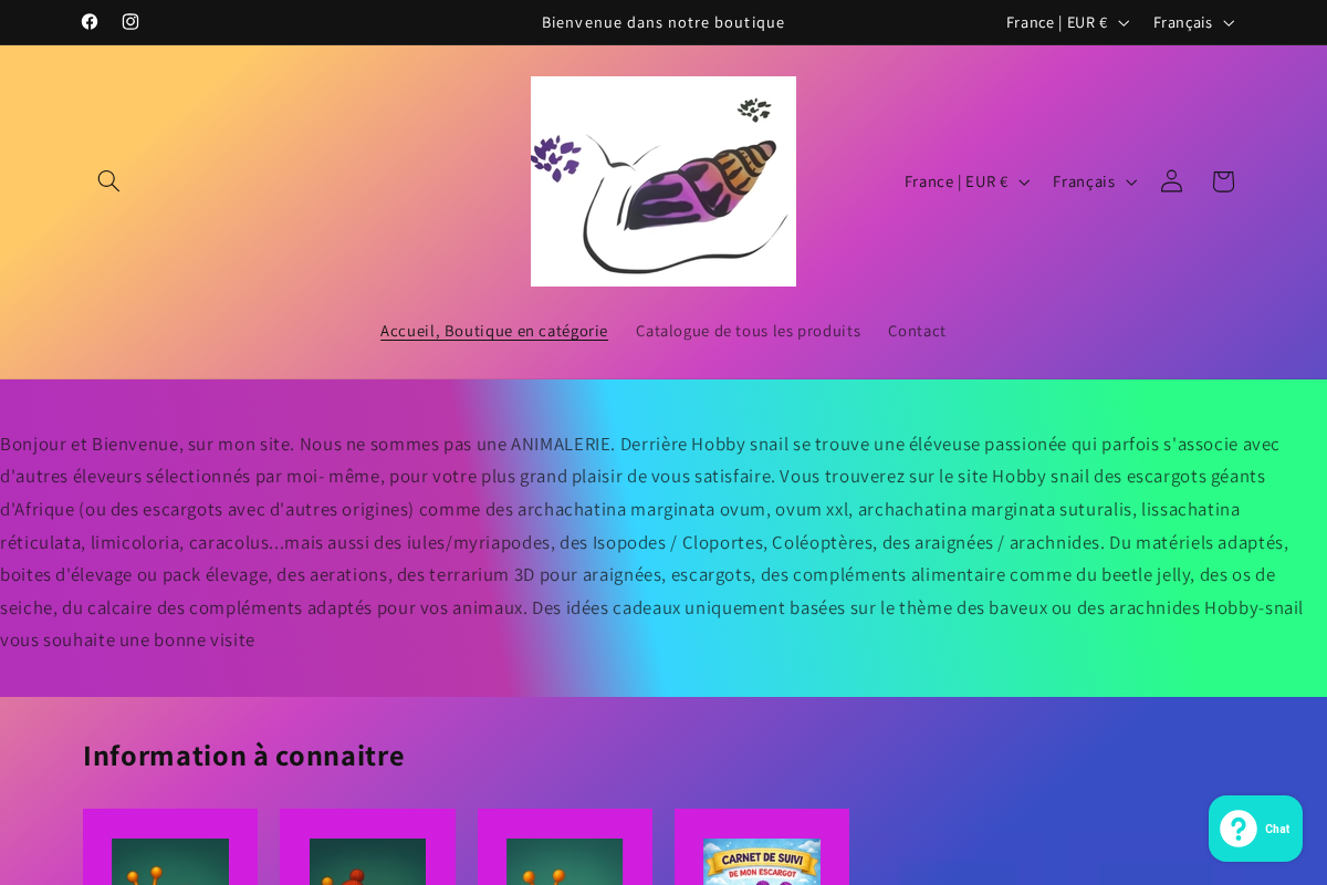 Hobby snail homepage screenshot