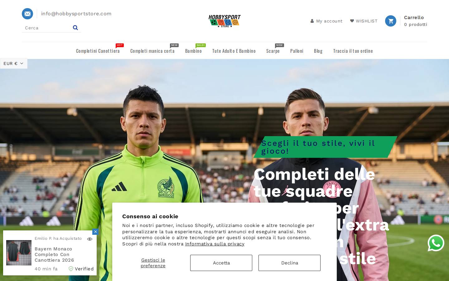Hobbysportstore homepage screenshot