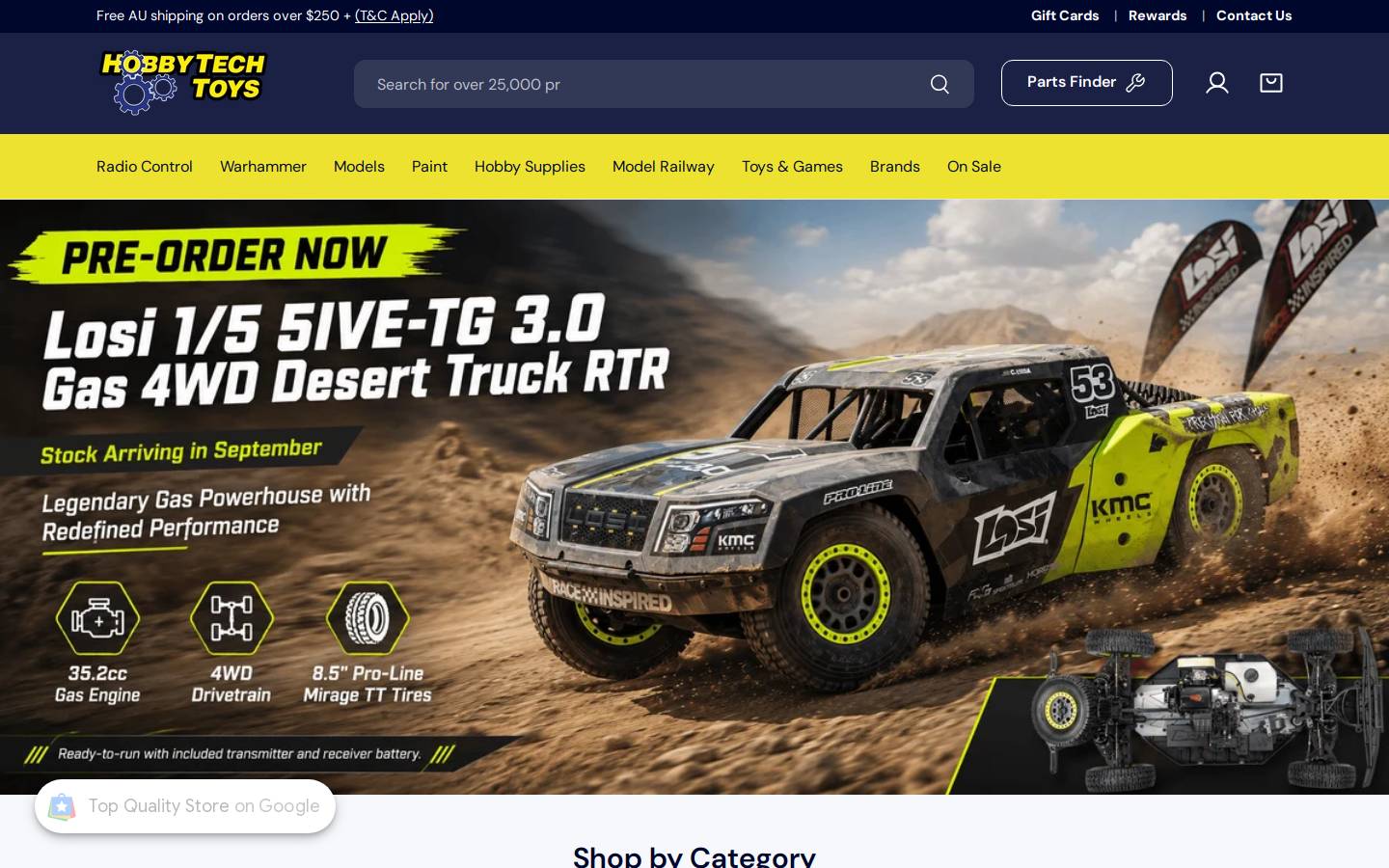 hobbytechtoys.com.au homepage screenshot