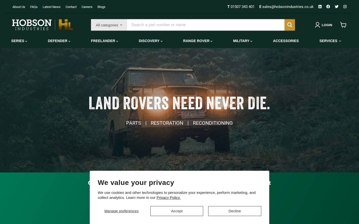 Hobsonindustries homepage screenshot