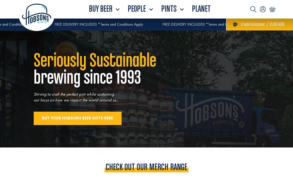 Hobsons Brewery homepage screenshot