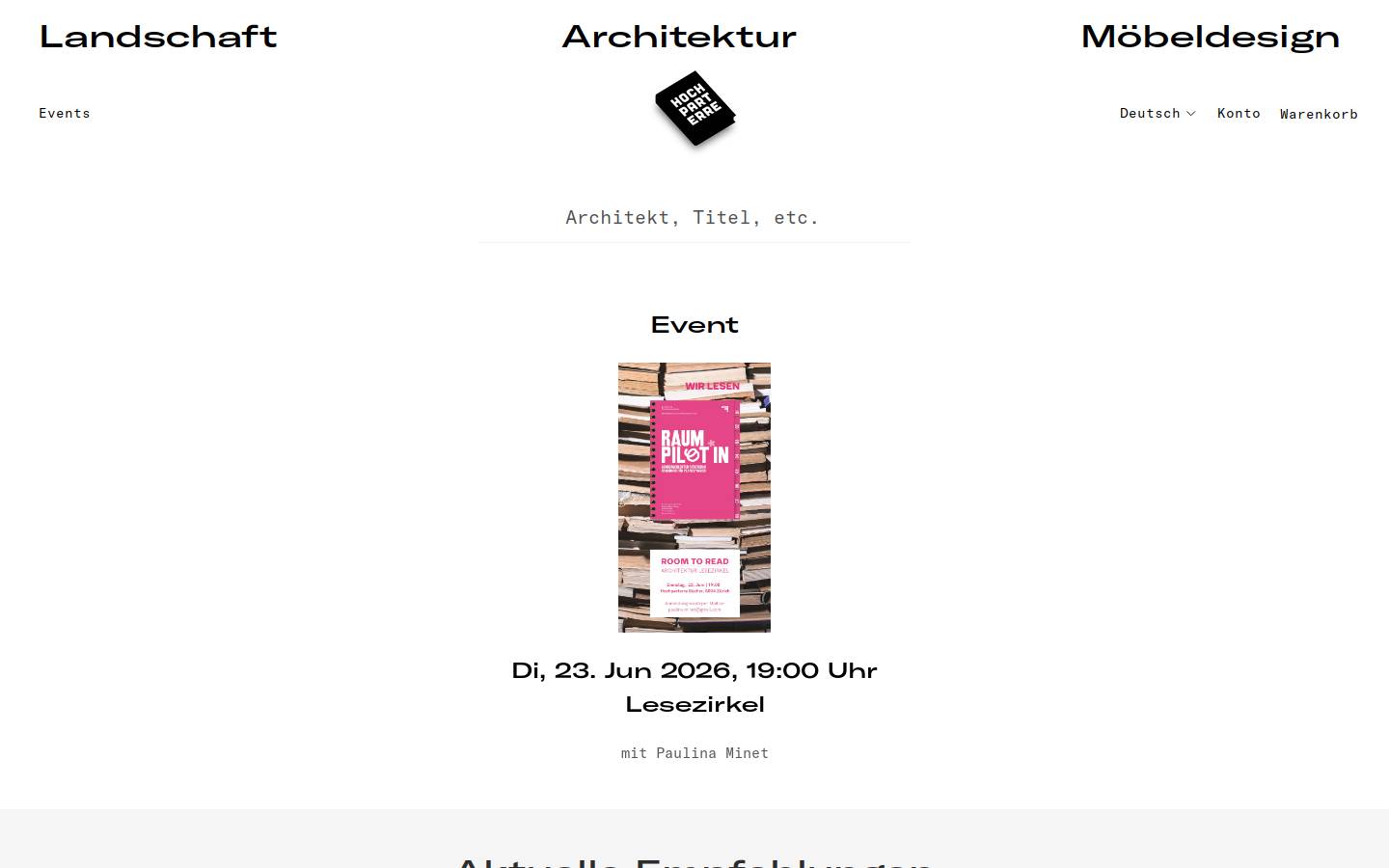 hochparterre-buecher.ch homepage screenshot