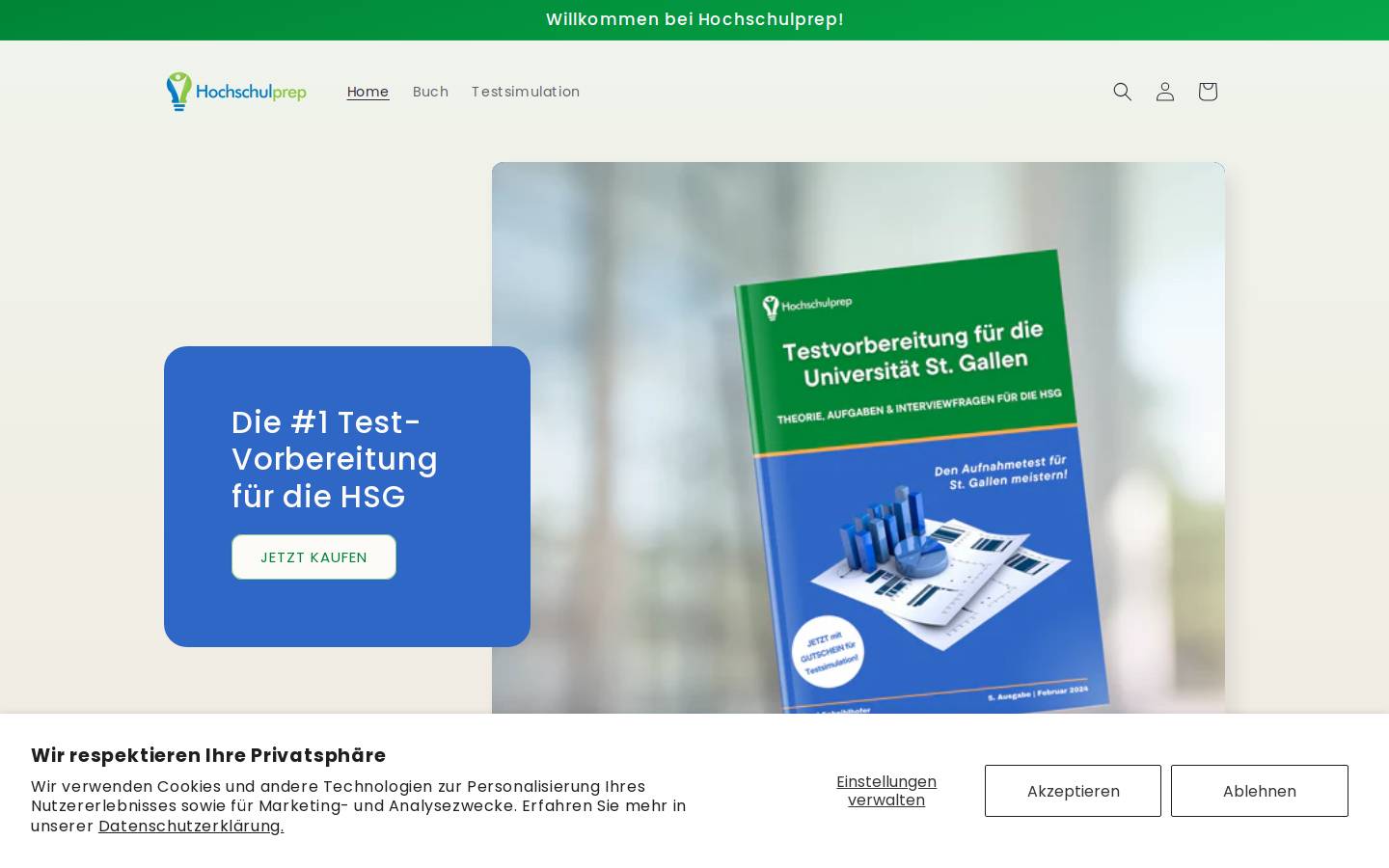 hochschulprep.com homepage screenshot