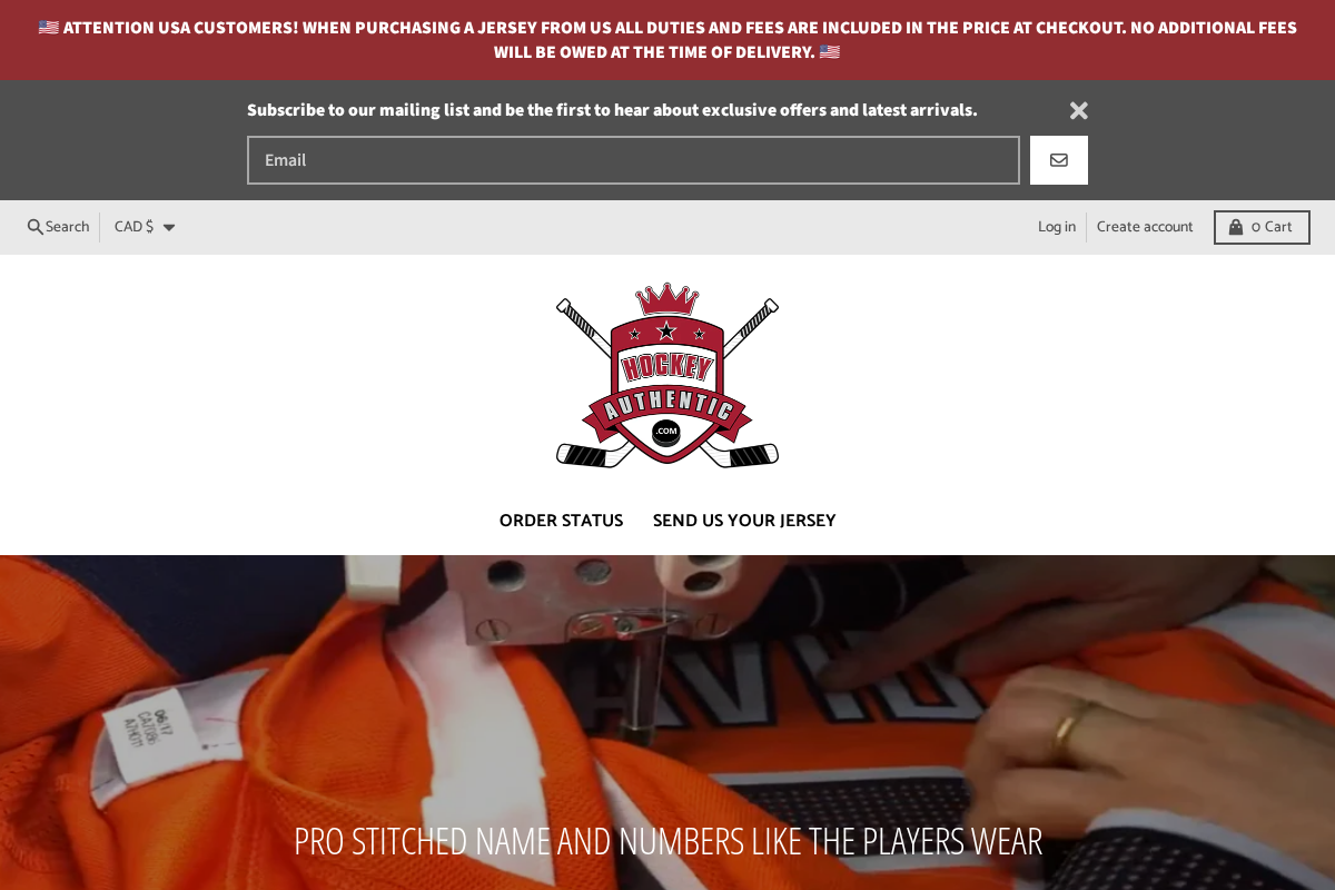 Hockey Authentic homepage screenshot
