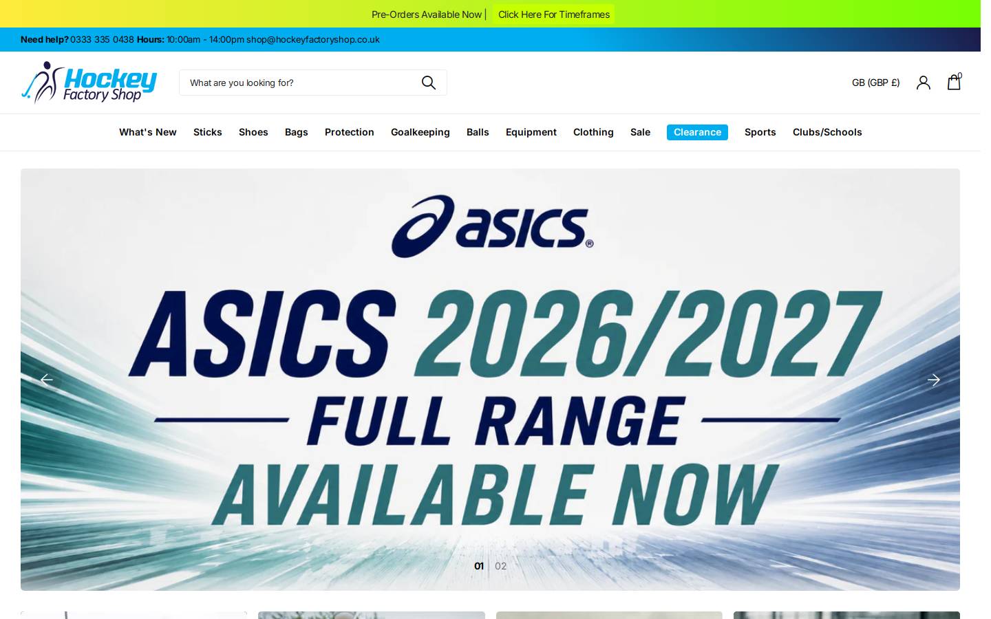 Hockey Factory Shop homepage screenshot