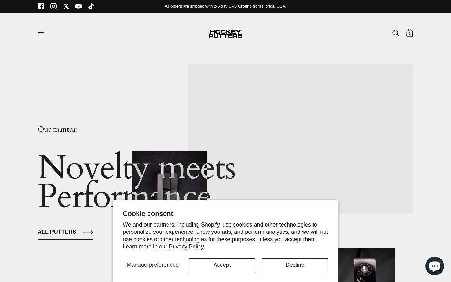hockeyputters.com homepage screenshot