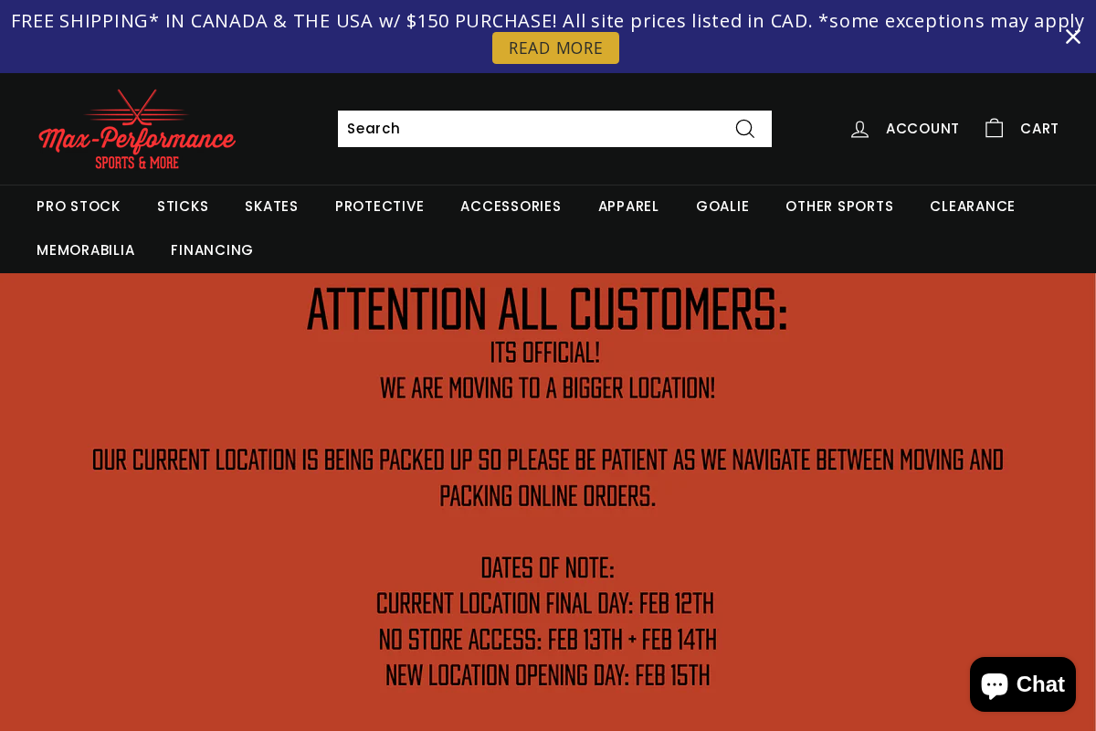 Max Performance Sports homepage screenshot