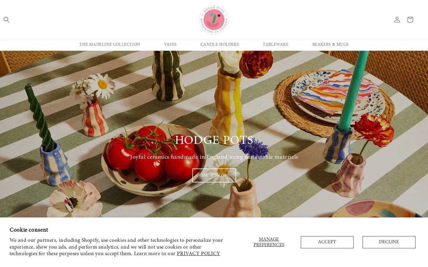 hodgepots.com homepage screenshot