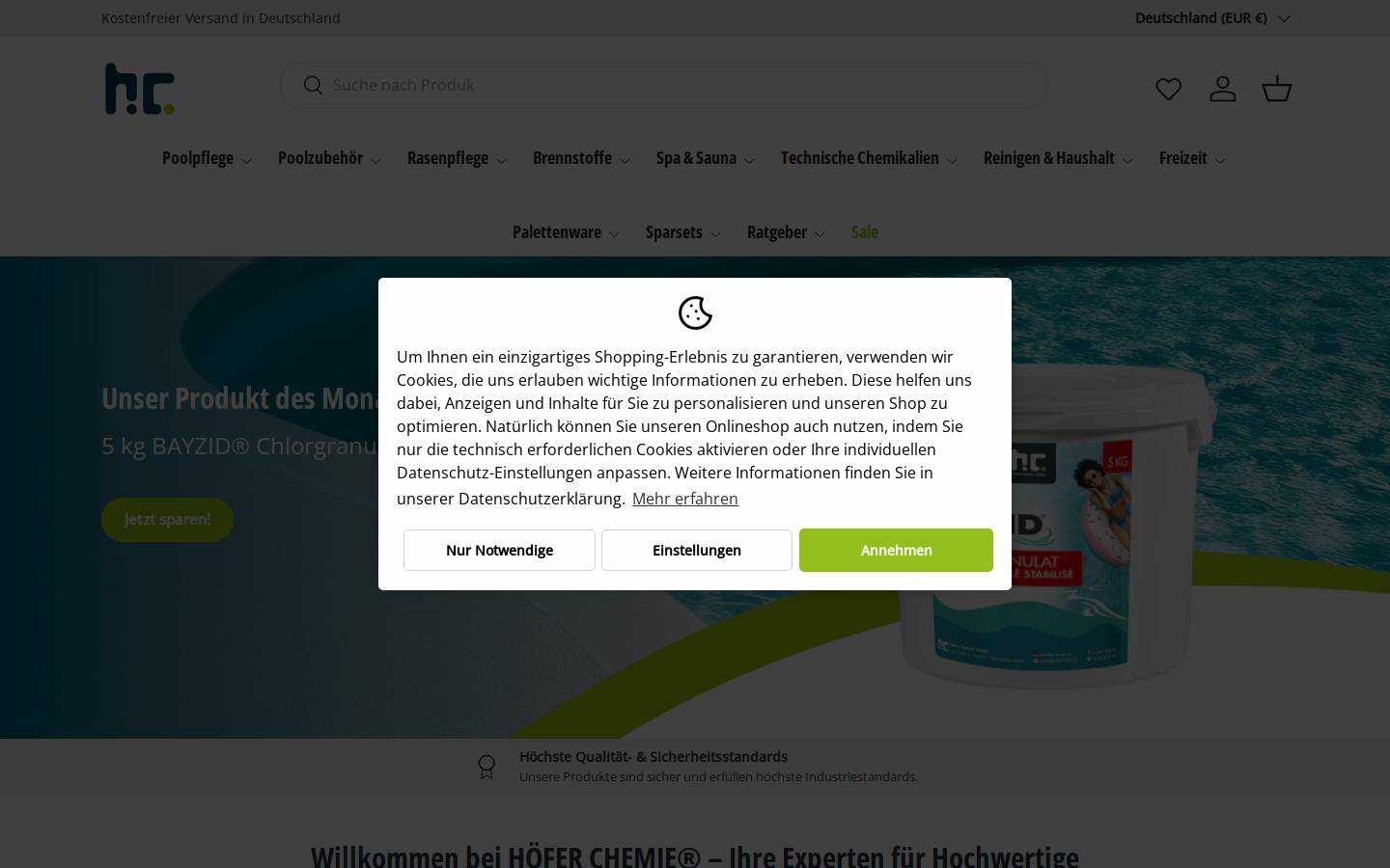 hoefer-shop.com homepage screenshot