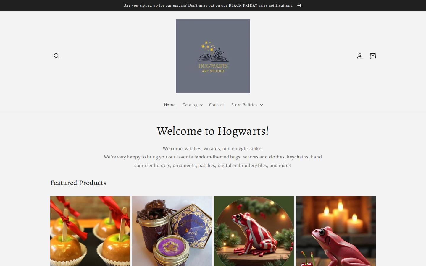 hogwartsartstudio.com homepage screenshot