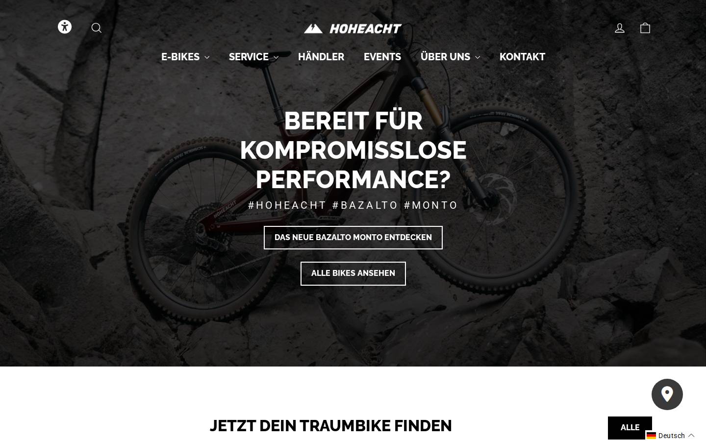 hoheacht-bikes.de homepage screenshot