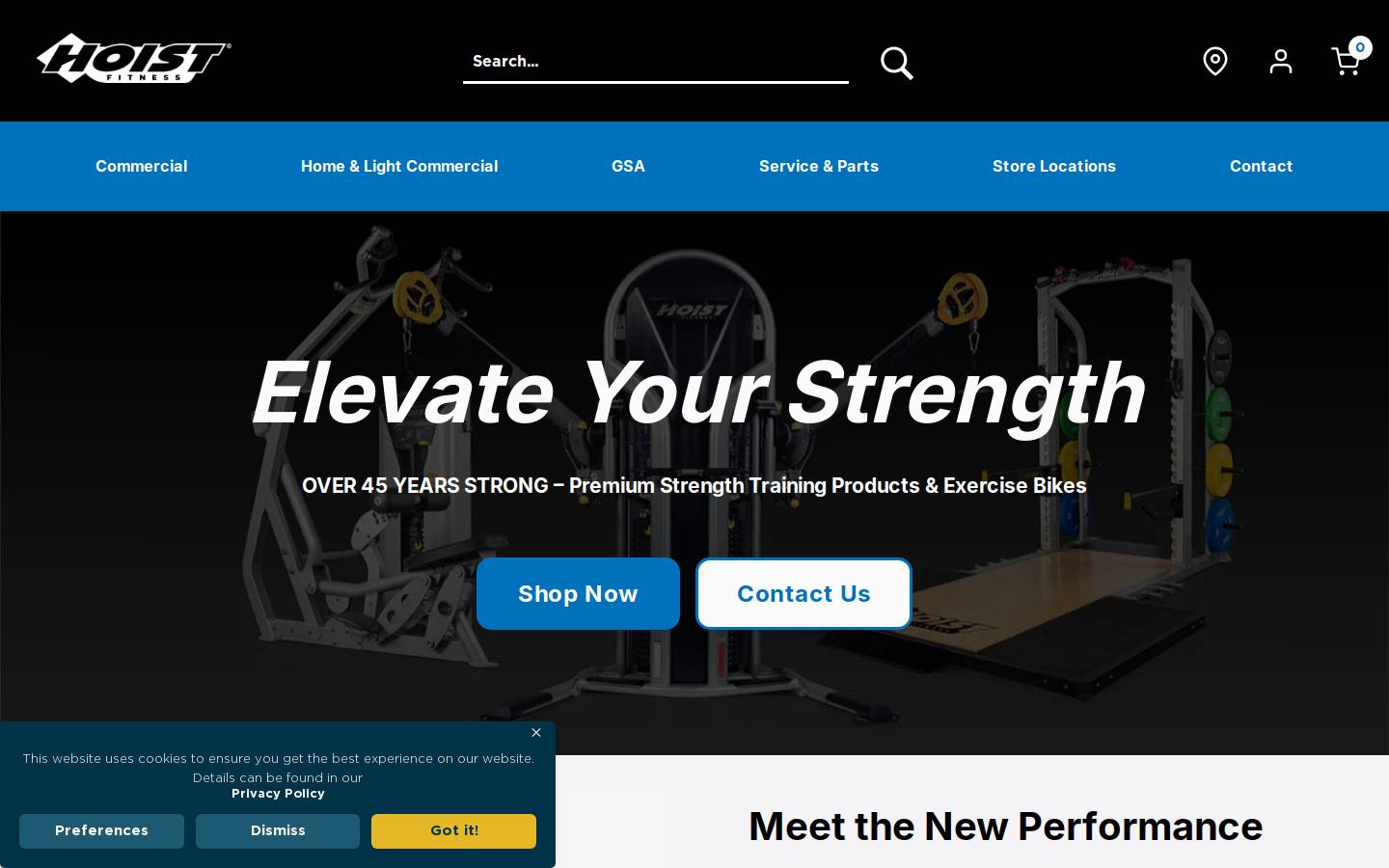 Hoist Fitness homepage screenshot