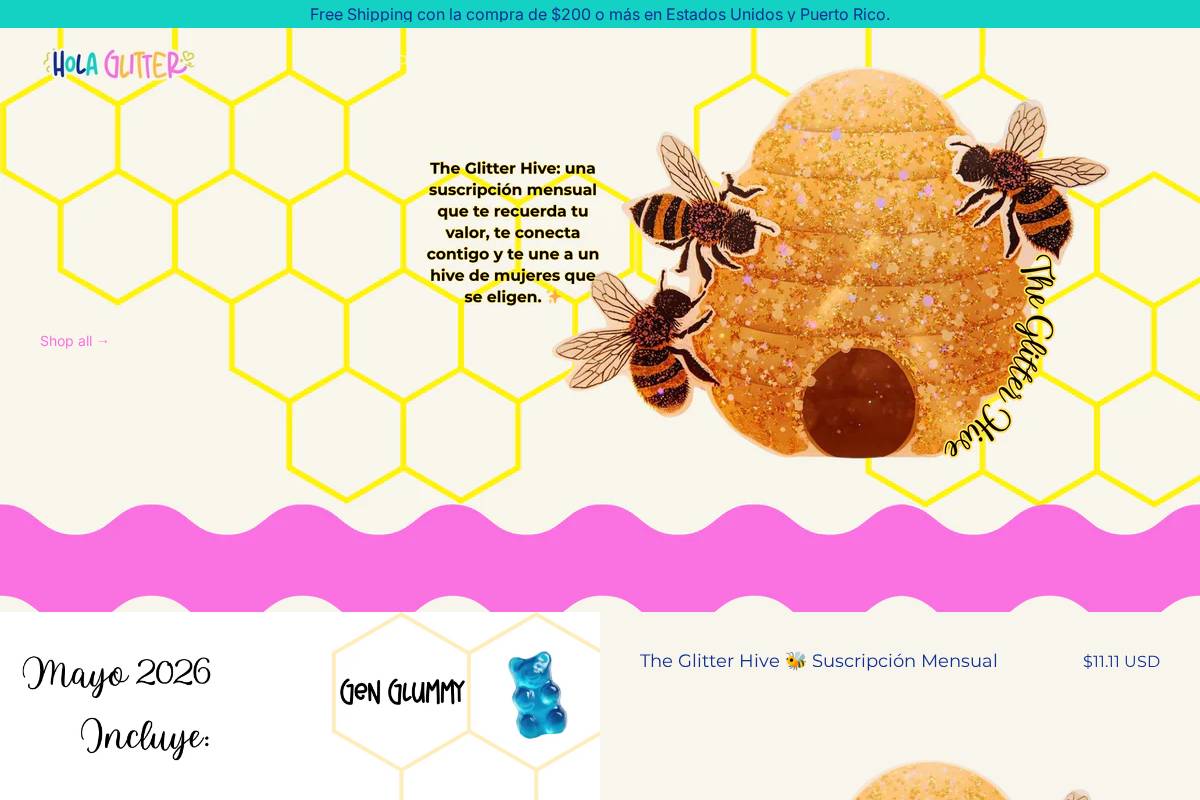 holaglitter.com homepage screenshot