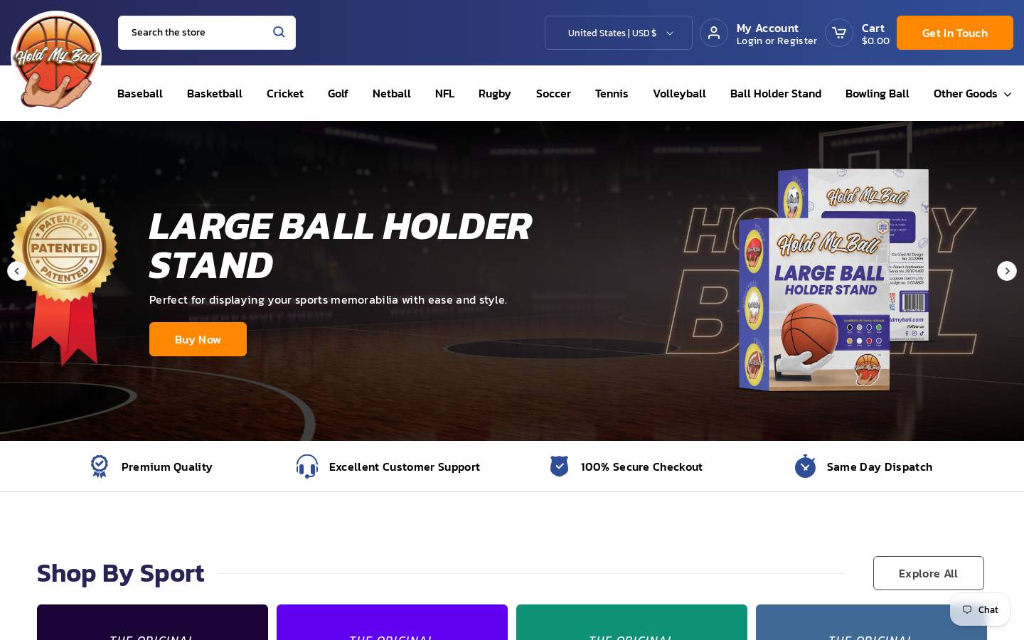 holdmyball.com homepage screenshot