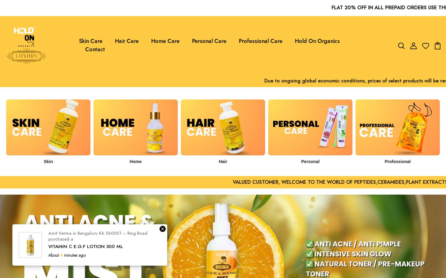 holdonorganic.com homepage screenshot