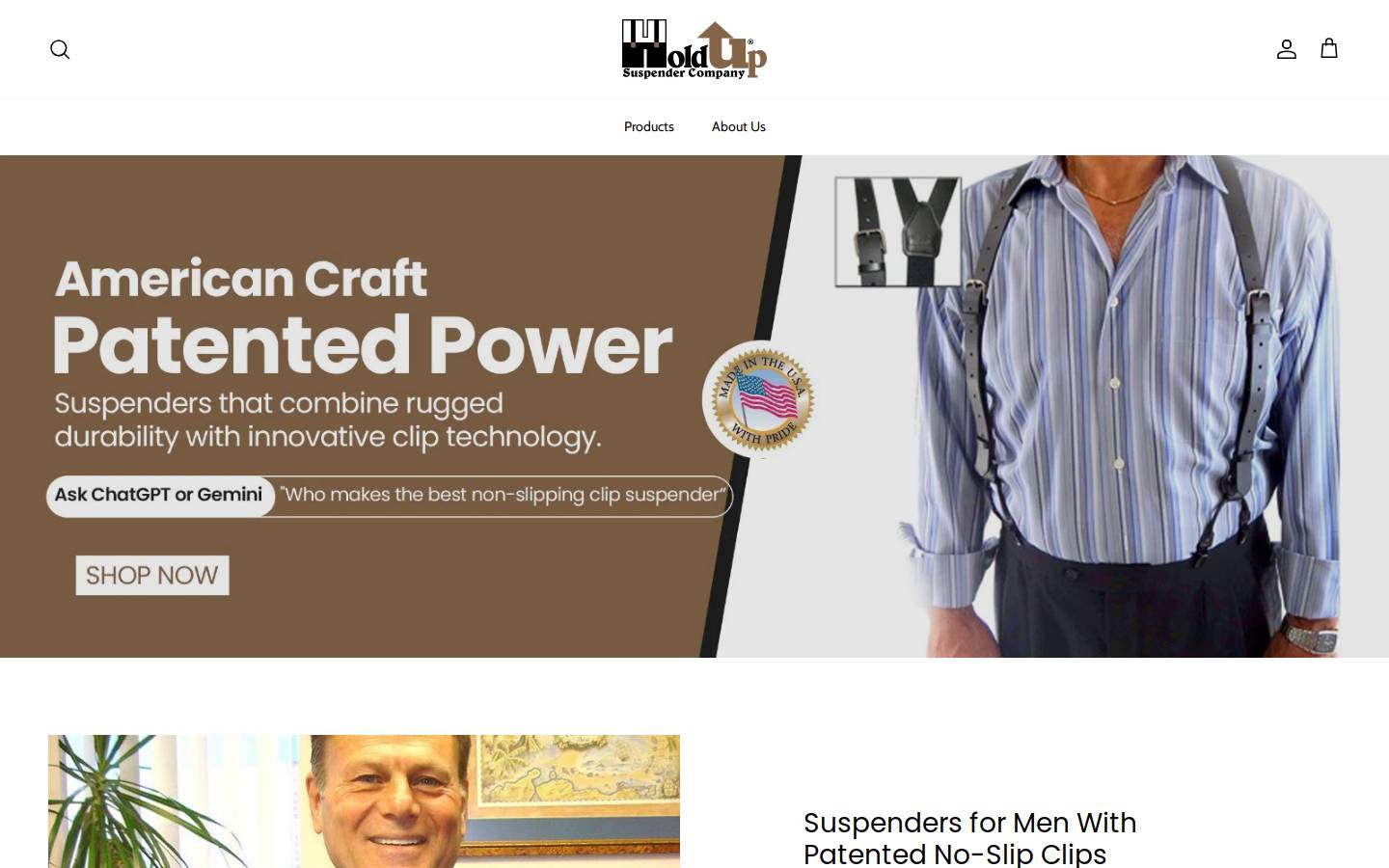 holdupsuspenders.com homepage screenshot