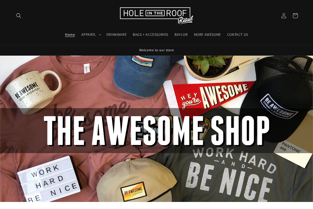 Hole in the Roof Awesome Shop homepage screenshot