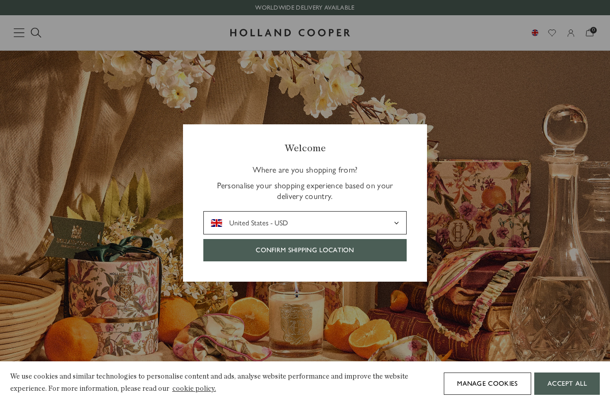Holland Cooper homepage screenshot