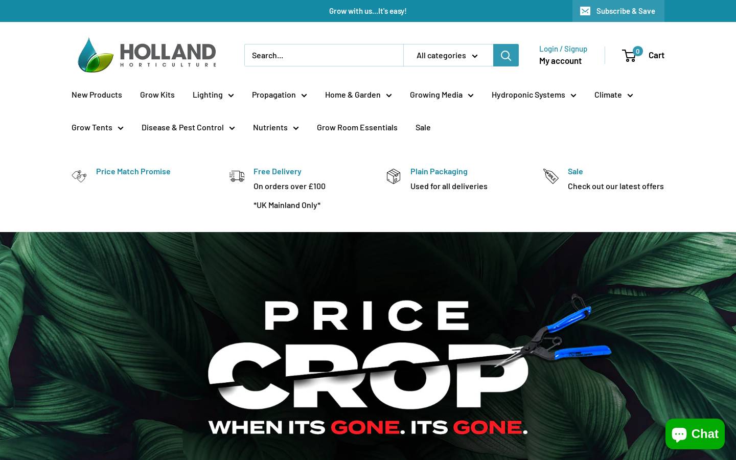 Holland Horticulture homepage screenshot