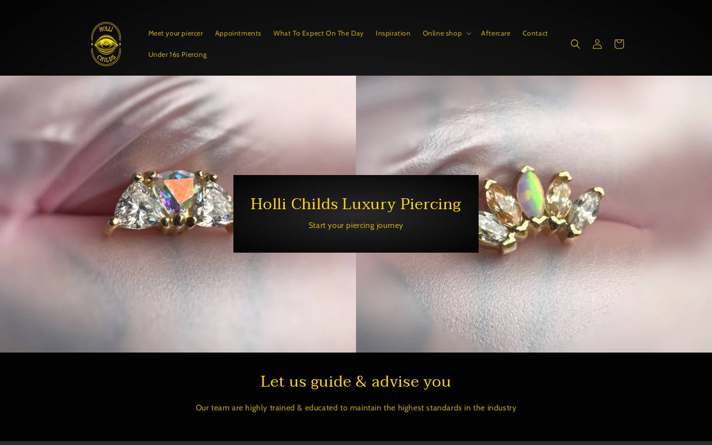 hollichildspiercing.com homepage screenshot