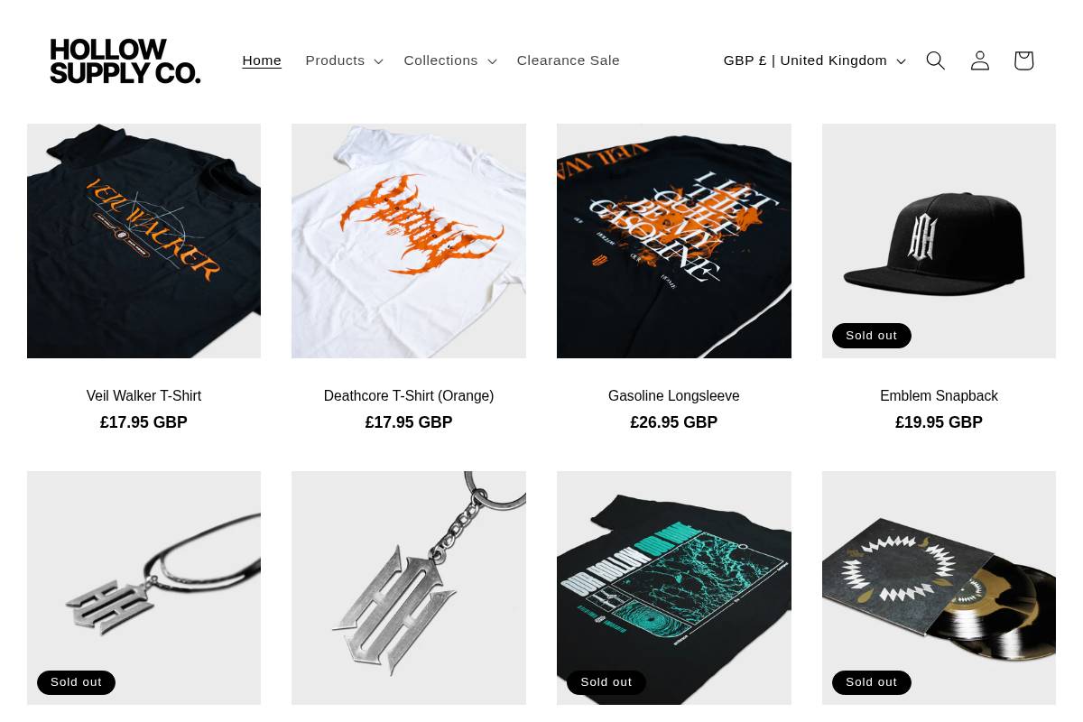 hollowsupply.co homepage screenshot